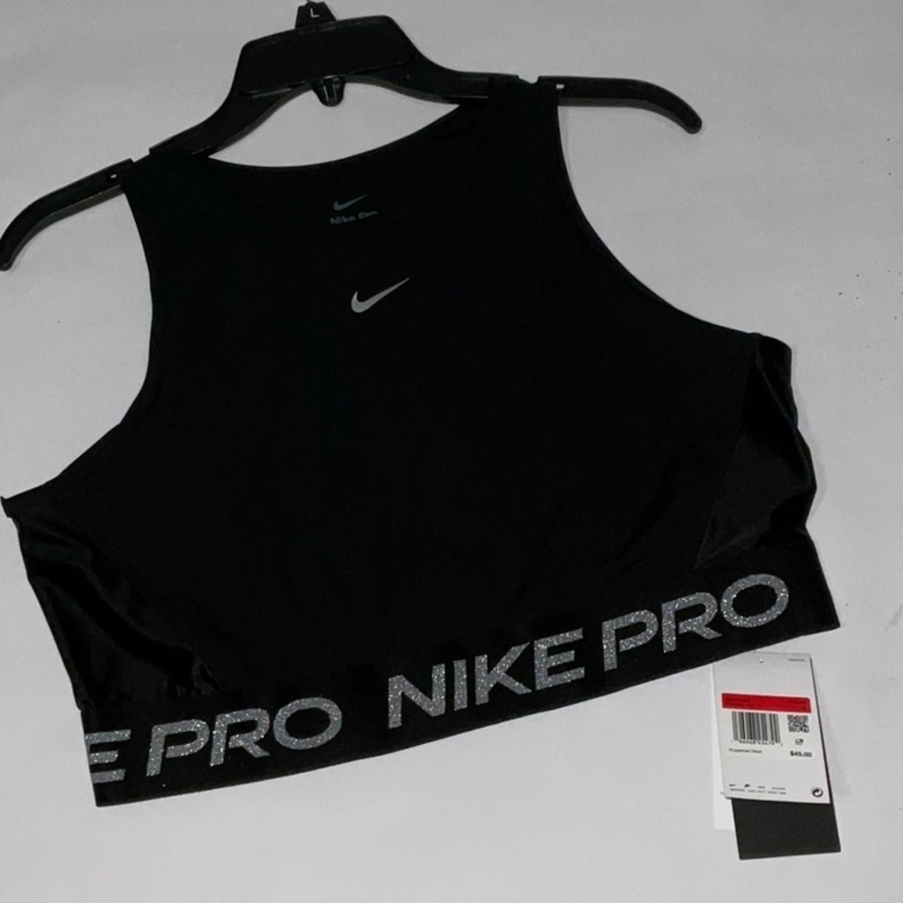 Nike Black Crop Tank with Branded Elastic Band